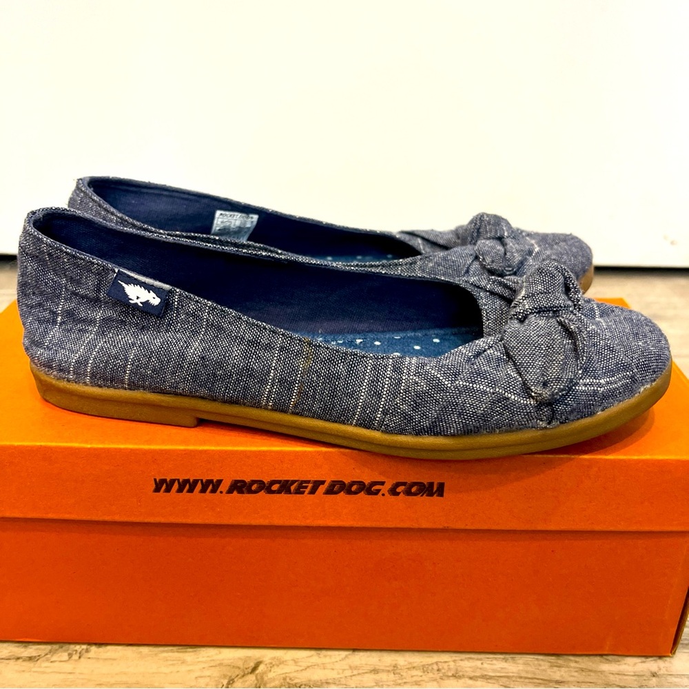 Rocket Dog Jiggy Coveralls Linen Slip On Flats Blue Women’s Size 6M